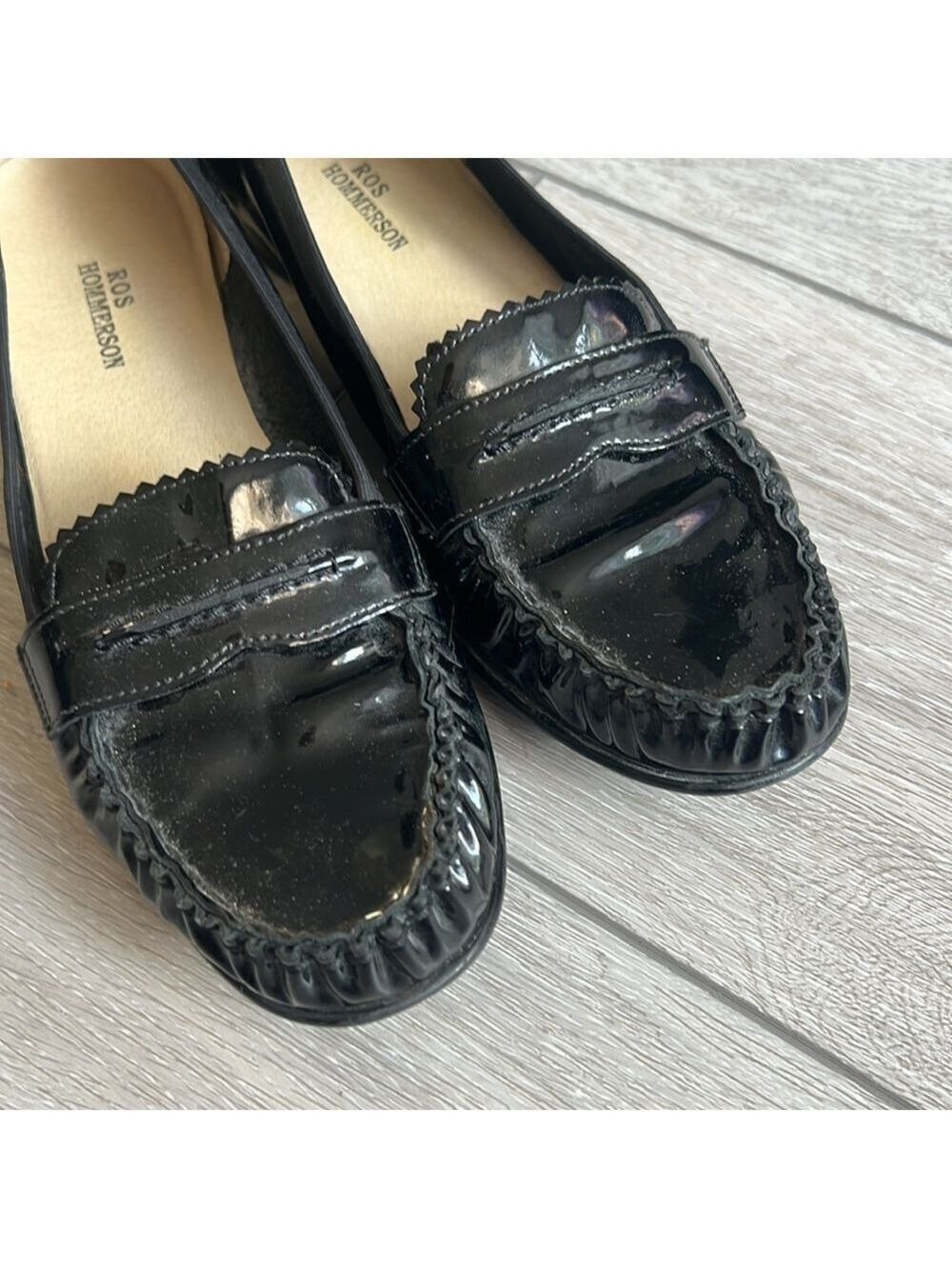 Ros Hommeeson black patent leather penny style classic slip on loafers size 6 - Picture 3 of 10